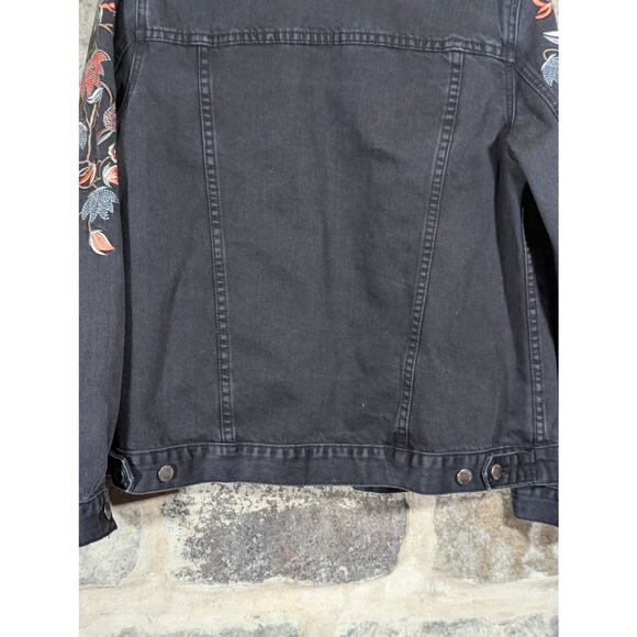Embroidered Black Denim Jacket - Picture 8 of 12